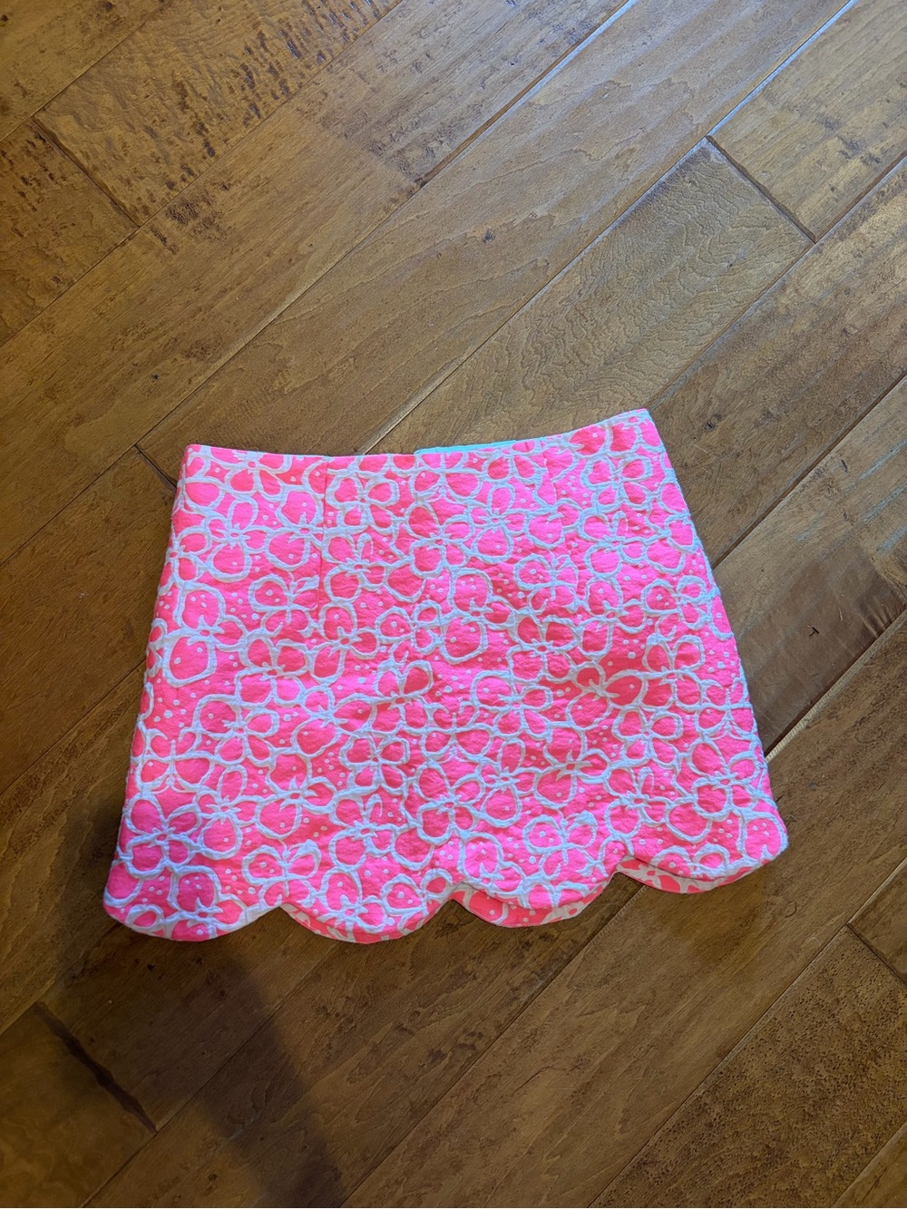 Lilly Pulitzer Neon Pink Floral Scalloped Mini Skirt